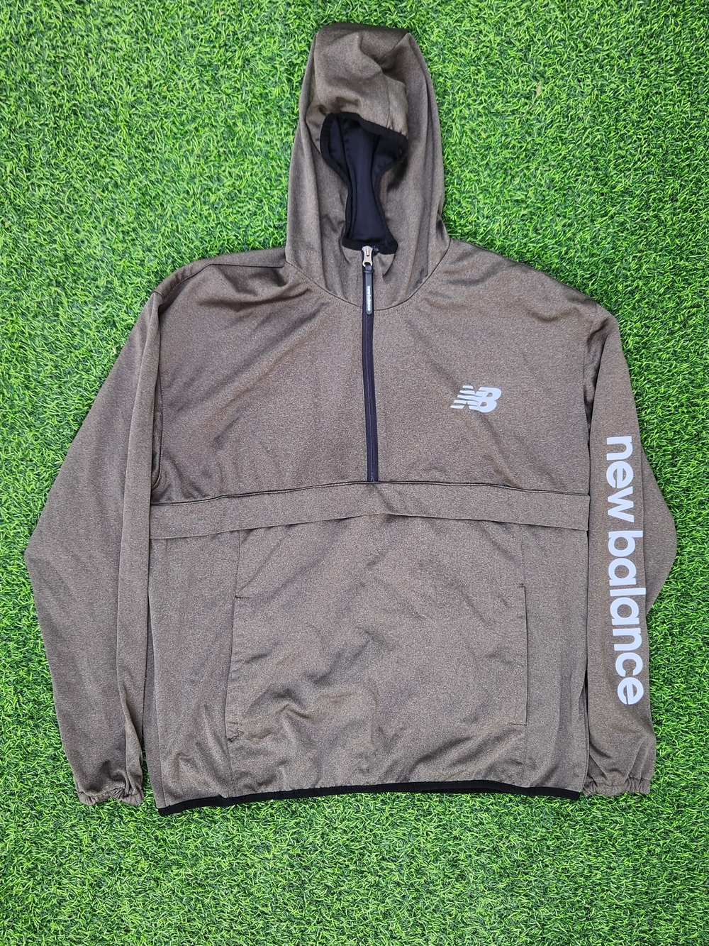New Balance Olive Brown Half-Zip Hoodie SIZE L
